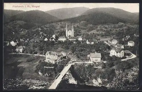 AK Forbach, Totalansicht mit Friedrichshof und Kirche