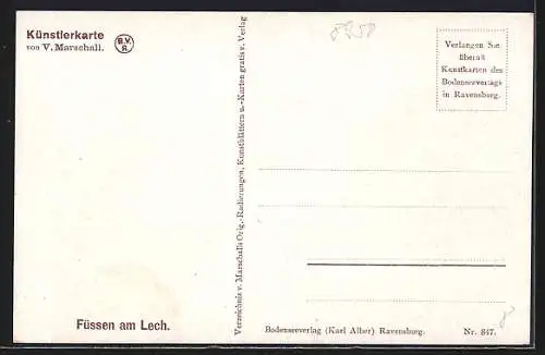 Künstler-AK V.Marschall: Füssen, Ortsansicht