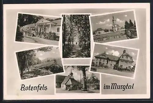 AK Rotenfels / Murgtal, Rathaus, Kurhaus und Schloss