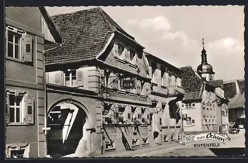 AK Rotenfels / Murgtal, Gasthof zum Ochsen und Kirche