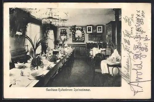 AK Kaltenbronn, Speisezimmer im Gasthaus