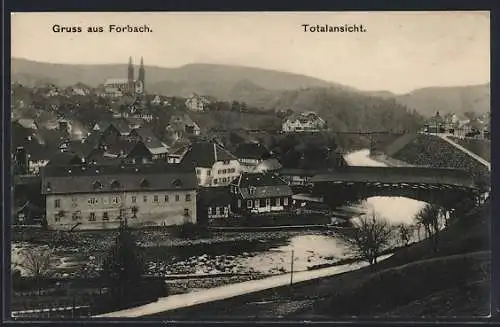 AK Forbach, Ortsansicht mit Brücke