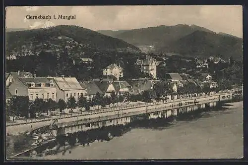 AK Gernsbach im Murgtal, Gesamtansicht aus der Vogelschau