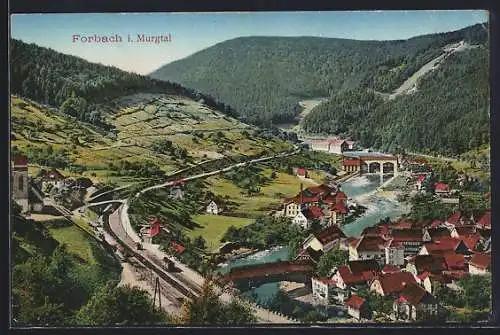 AK Forbach, Ortsansicht aus der Vogelschau