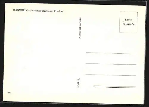 AK Mannheim, Heidelbergerstrasse Planken mit Strassenbahn