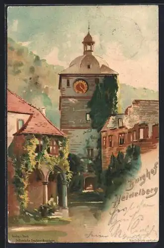 Künstler-AK Heidelberg, Partie im Burghof