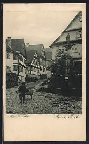 AK Forbach, Ortspartie mit einem Bauern