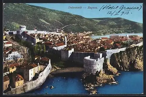 AK Dubrovnik, Teilansicht aus der Vogelschau