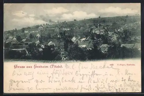 AK Ensheim /Pfalz, Teilansicht mit Kirche