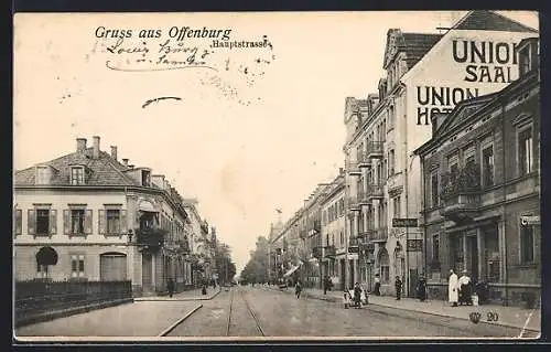 AK Offenburg, Union-Hotel in der Hauptstrasse