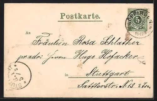 AK Göppingen, Poststrasse mit Geschäften