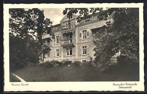 AK Badenweiler /Schwarzwald, Hotel Pension Heinke mit Garten