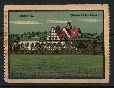 Reklamemarke Chemnitz, Küchwaldschänke, Gebäudeansicht