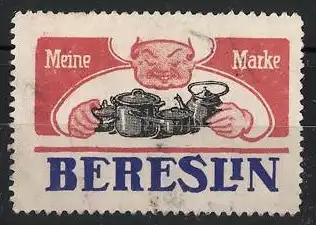 Reklamemarke Meine Marke Bereslin, Koch mit Töpfen / Kochgeschirr