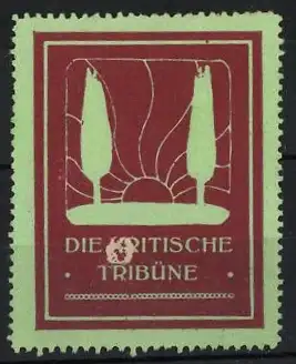 Reklamemarke Die Kritische Tribüne, Sonne und Bäume