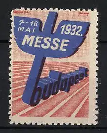 Reklamemarke Budapest, Messe 7.-16. Mai 1932, blaues Messe-Symbol