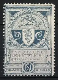 Reklamemarke Milano, Esposizione Filatelica Internazionale 1906, Wappen mit Schlange