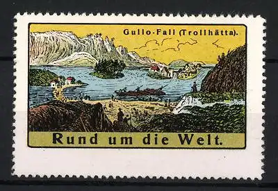 Reklamemarke Trollhättan, Rund um die Welt, Wasserfall-Landschaft