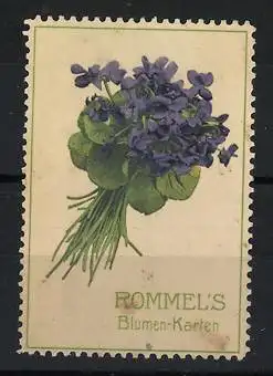 Reklamemarke ROMMEL`S Blumen-Karten, Veilchenstrauss