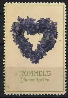 Reklamemarke ROMMEL`S Blumen-Karten, Blumenherz