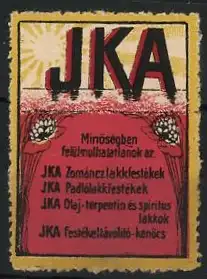 Reklamemarke JKA, Seerosen und Text in Ungarisch