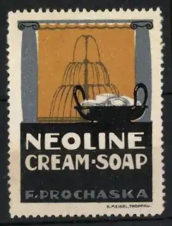 Reklamemarke NEOLINE CREAM-SOAP, Seifenstück im Korb