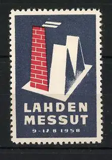 Reklamemarke Lahti, Lahden Messut 1958, Gebäude und Schornstein