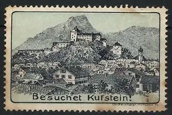 Reklamemarke Kufstein, Besuchet Kufstein!, Stadtansicht mit Festung