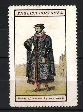 Reklamemarke English Costumes, wohlhabender Kaufmann