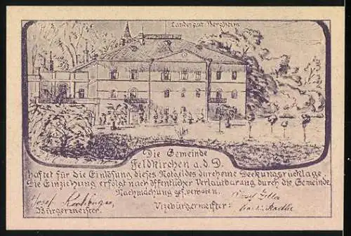 Notgeld Feldkirchen, 30 Heller, Ortsansicht und Schloss Landskron, 1919