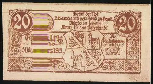 Notgeld Kirchdorf a.d.Kr. 1914, 20 Heller, Wappen und dekoratives Muster