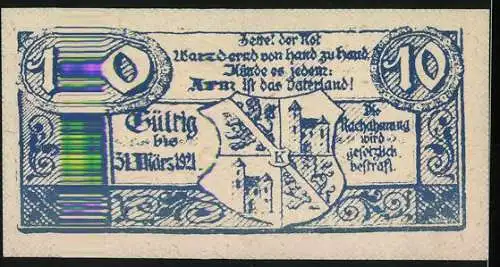 Notgeld Kirchdorf 1921, 10 Heller, Wappen und dekoratives Muster