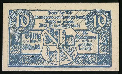 Notgeld Kirchdorf a.d. Krems, 10 Heller, Wappen und dekoratives Design