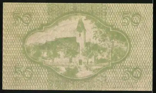 Notgeld Ernsthofen 1920, 50 Heller, Kirche und Ornamentik