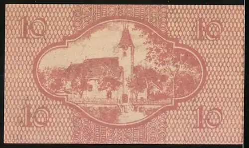 Notgeld Ernsthofen 1920, 10 Heller, Kirche und Ornamentmuster