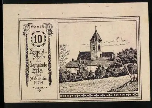 Notgeld Erla 1920, 10 Heller, Kirche und Heilige Darstellung