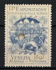 Reklamemarke Venedig, II. Esposizione Internazionale d`Arte, Löwe und Stadtansicht, 1897