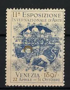 Reklamemarke Venedig, II. Esposizione Internazionale d`Arte, 1897 Engel und Schwan