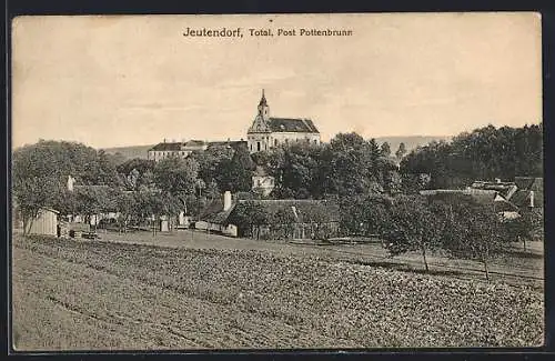 AK Jeutendorf /Potenbrunn, Totalansicht mit Kirche