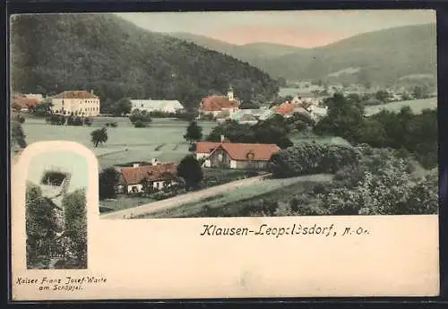 AK Klausen-Leopoldsdorf, Teilansicht, Franz Josef-Warte am Schöpfel