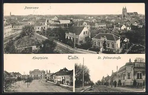 AK Tulln, Panorama, Hauptplatz, St. Pöltnerstrasse