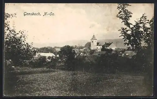 AK Gansbach /N.-Oe, Ortspartie mit Kirche