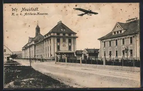 AK Wr. Neustadt, K. u. K. Artillerie-Kaserne mit Strassenpartie