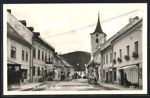 AK Türnitz, Hauptstrasse mit Gasthof Garten und Kirche