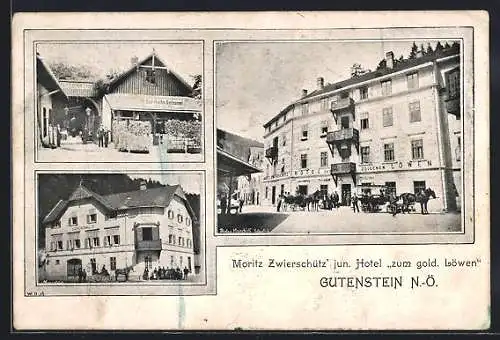 AK Gutenstein, Moritz Zwierschütz jun. Hotel zum goldenen Löwen