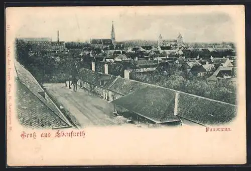 AK Ebenfurth, Ortspanorama mit Strasse