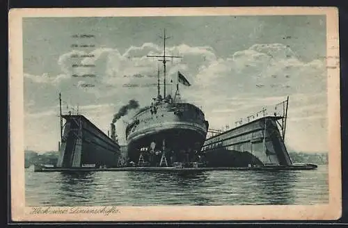 AK Das Heck eines Linienschiffes im Trockendock