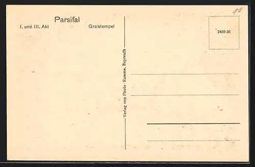 AK Bayreuth, Bühnenfestspielhaus-Dekoration Parsifal, Gralstempel