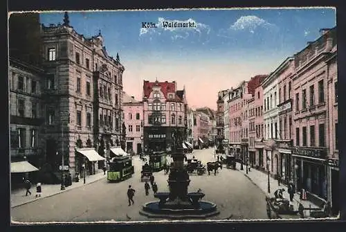 AK Köln, Waidmarkt mit Strassenbahnen