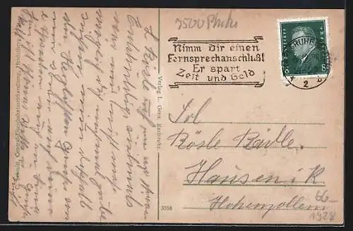 AK Karlsruhe, Strassenbahn vor dem Hauptpostgebäude